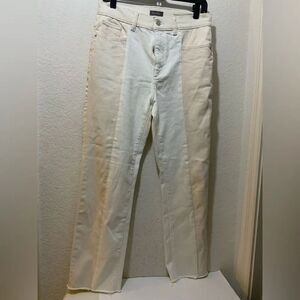 NEW DL1961 WOMEN'S patti straight high rise vintage ankle in ecru block /white